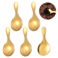 BOHUIZ 5 PCS Short Handle Spoons, Silver Mini Scoops Stainless Spoons for Canisters Small Round Spoon Small Coffee Scoops Candy Scoops for Salt Sugar Condiments Tea Desserts Coffee(Gold)