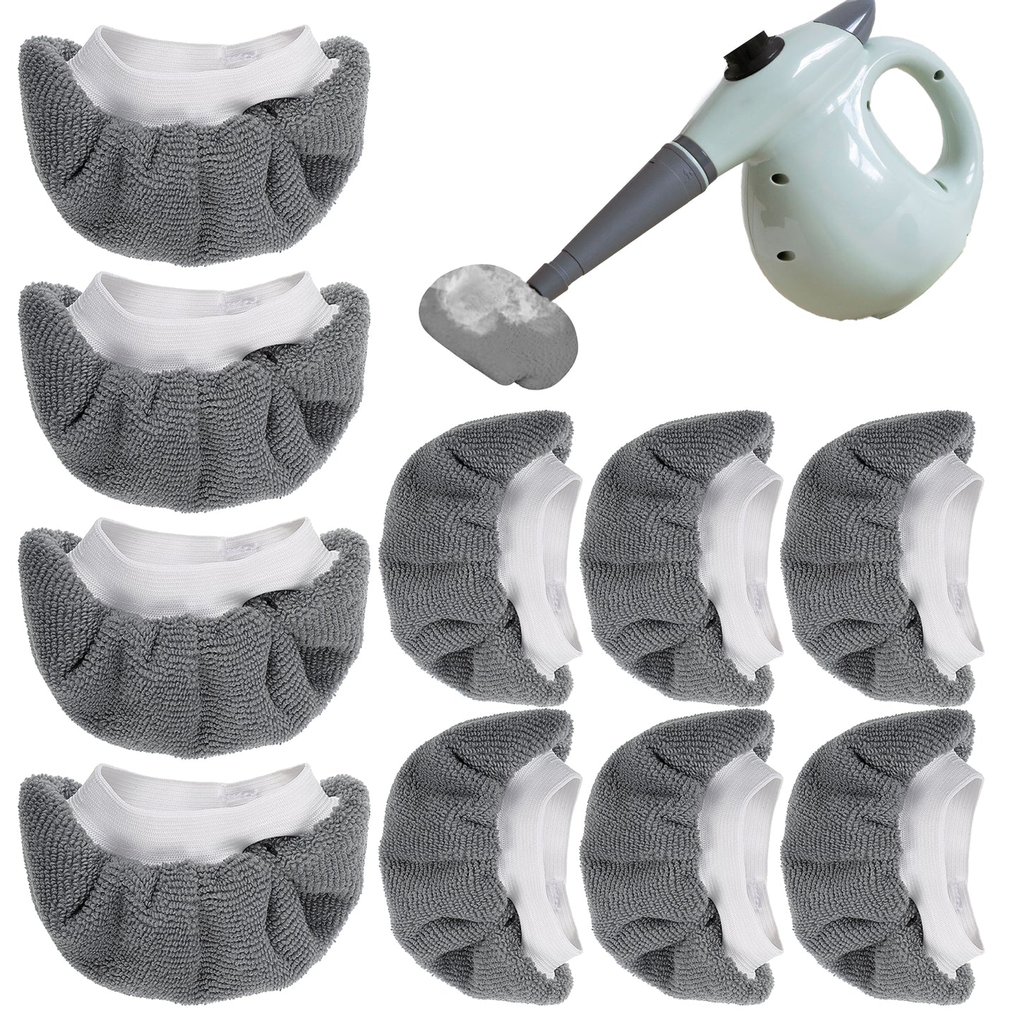 GEEHUA 10 Pcs Universal Steam Mop Pads, Washable Steam Cleaner Attachments Reusable Cleaner Cover Accessories Microfiber Cloths for Most Handheld Neat Steamed Cleaners(Grey)