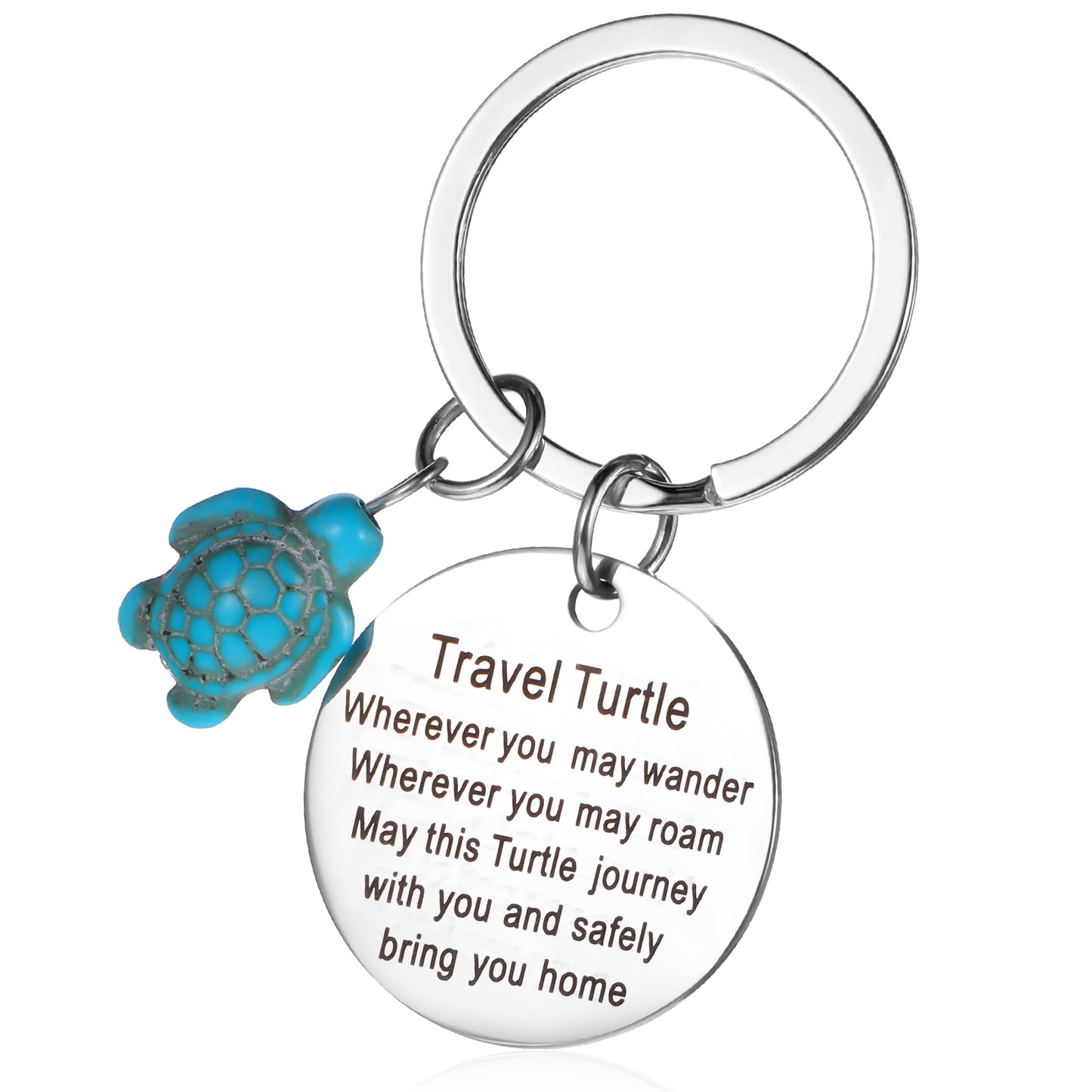 YUXMU Travel Turtle Keychain, Sea Turtle Keychain Lovers Inspirational Gifts Wherever You May Wander Good Luck Charm Jewellery Handbag Accessories Backpack