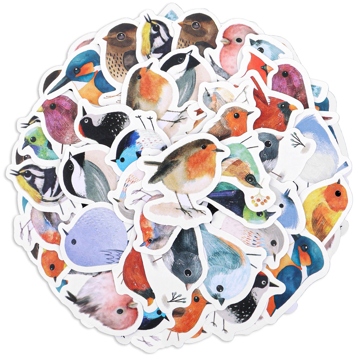 Yuanchu 46PCS Watercolor Bird Stickers, Sparrow Cute Stickers Small Bird Sticker Vinyl Waterproof Decals Bird Stickers for Scrapbooking Laptop Envelope Water Bottles