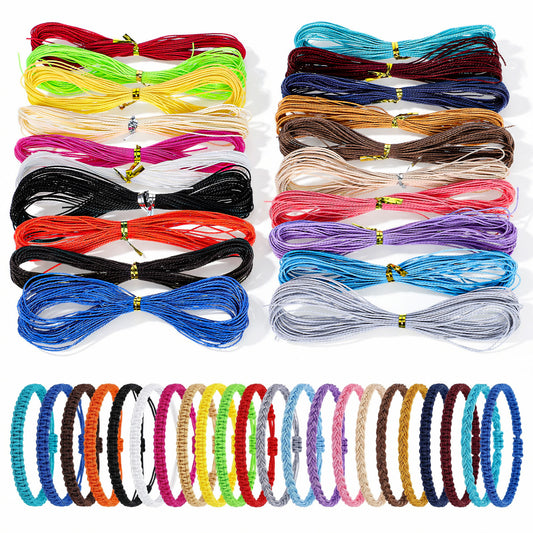 Amabro 20 Colors Waxed Cord 1mm Colourful Waxed Thread Beading Strings for Jewellery Making Handmade Craft Bracelet Cords DIY Necklaces Durable Polyester Cords