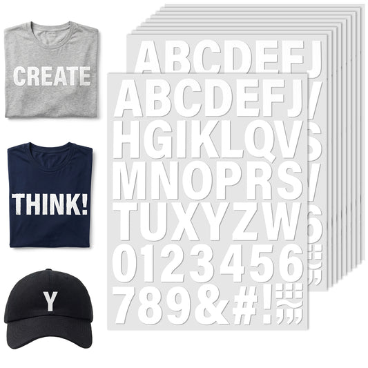 HJZHII 10Sheets Iron on Letters and Numbers for Clothing, 2 Inch White Heat Transfer Vinyl Alphabet Stickers Iron on Vinyl Letters DIY Clothes Patches for DIY Printing Craft Clothing T-Shirt Jersey