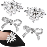 XLIUAX 4 Pcs Rhinestone Shoe Clips for Women Dress Shoes, Fashion Crystal Heel Clip Decorative Bow Shoe Charms Detachable Buckles DIY Craft for Birthday Party Wedding Halloween Christmas New Year