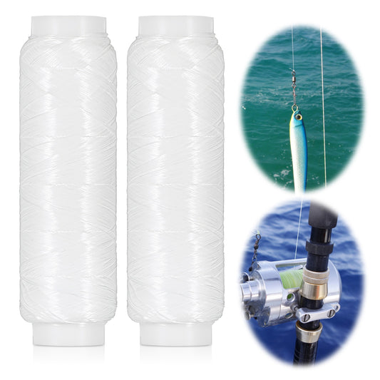 Molain 2 PCS Fishing Bait Elastic Thread, 0.2mm 820 FT Per Invisible Magic Thread for Fishing Fishing Bait String Spool No Knots Required Bait Keeper Stretchy Clear String