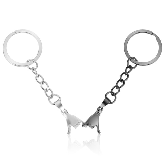 HJZHII 2PCS Pinky Promise Keychain, Couple Matching Keyring Pinky Promise Gift Valentine's Day Gifts for Boyfriend Girlfriend Husband Wife Best Friend Him Her(Black)