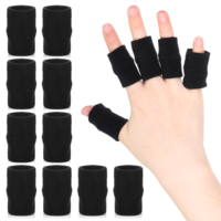 HJZHII 10 Pcs Finger Sleeves, Finger Compression Sleeves Black Sport Finger Sleeves Elastic Finger Support Sleeve Breathable Compression Thumb Sleeve for Reliving Pain