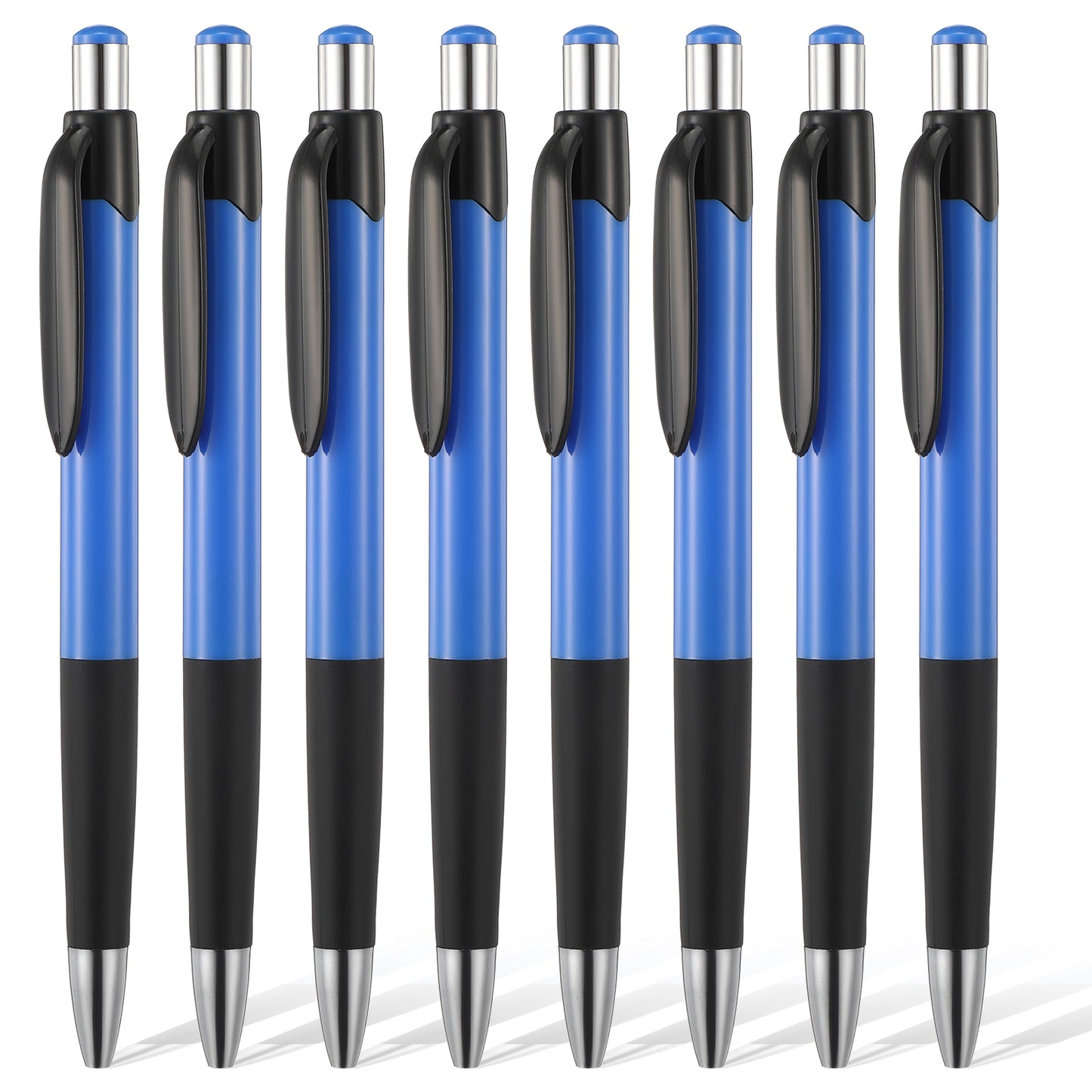 MBAIYO 8Pcs Black Ballpoint Pens 0.7mm, Black Ink Ball Point Pens Retractable Writing Pen with Soft Grip for Smooth Writing Office Home Supplies and Gifts Blue Rubber Grip
