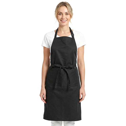 MBAIYO Black Apron with 3 Pockets, Work Apron with 3 Pockets for Server Kitchen Cooking Server Aprons for Men and Women(Black)