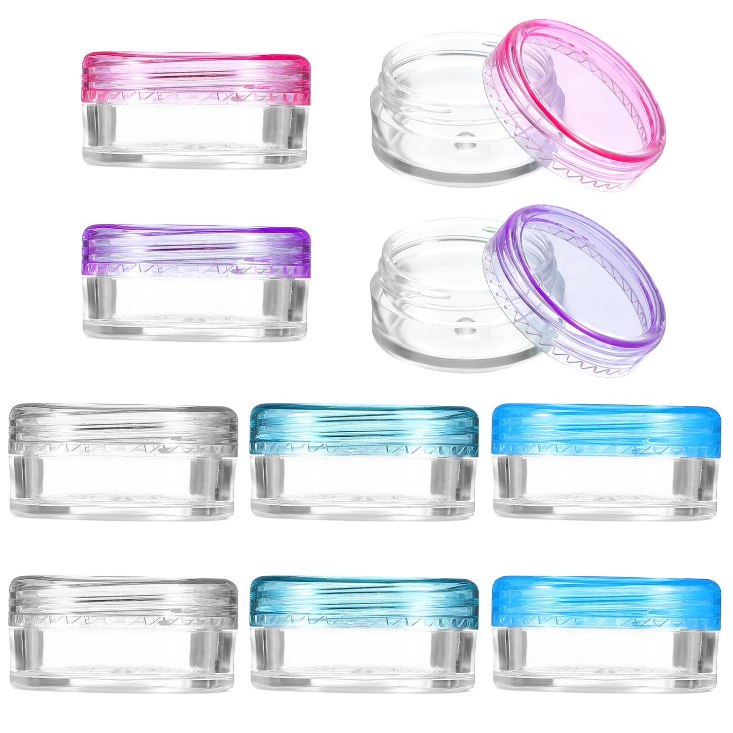 AOZUO 10pcs Sample Containers with Lids, 3g Small Travel Size Containers Reusable Tiny Sample Jars Mini Cosmetic Storage Containers Jars for Toiletries Creams Lotions Lip Balm Oils