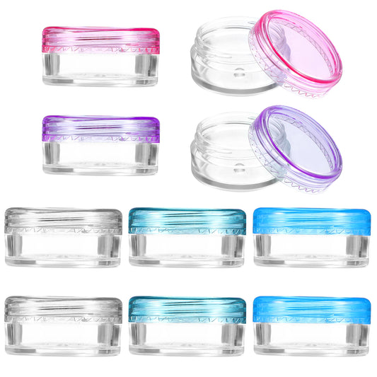 AOZUO 10pcs Sample Containers with Lids, 3g Small Travel Size Containers Reusable Tiny Sample Jars Mini Cosmetic Storage Containers Jars for Toiletries Creams Lotions Lip Balm Oils