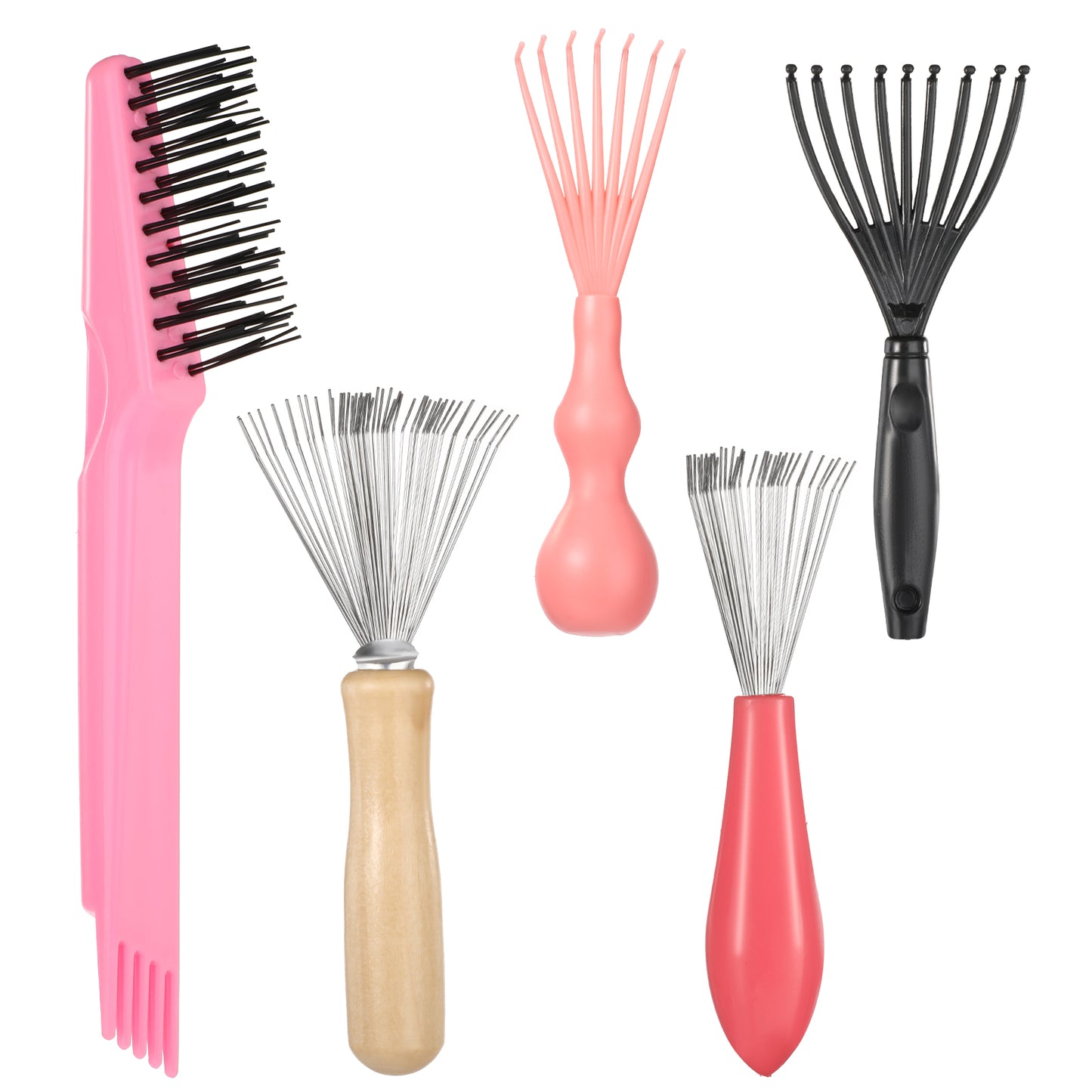 cobee 5 Pcs Hair Brush Cleaner Tool, Comb Cleaner Barber Brus Set, Maintenance Hair Comb Hair Brush Cleaning Tool For Removing Hair Dust Home Salon Use