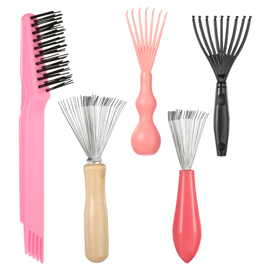 cobee 5 Pcs Hair Brush Cleaner Tool, Comb Cleaner Barber Brus Set, Maintenance Hair Comb Hair Brush Cleaning Tool For Removing Hair Dust Home Salon Use