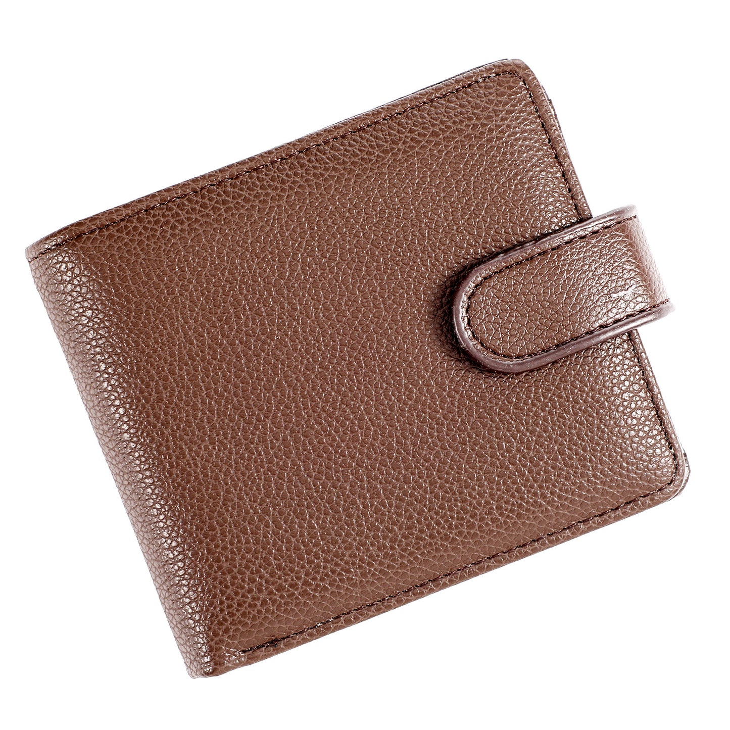 SHENLIU Coffee Color Leather Wallet, Multifunctional Men's Wallet with Card Slots, Buckle & ID Window, Coin Pocket, Travel Daily Use, Slim Bifold for Men & Women