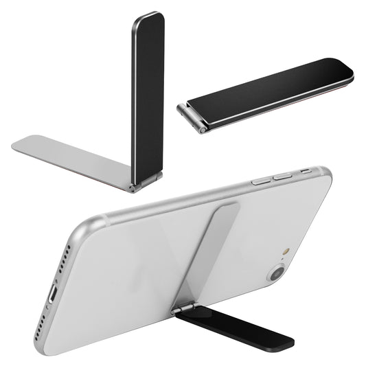 BOHUIZ Ultra-Thin Cell Phone Kickstand, Portable Foldable Vertical and Horizontal Alloy Phone Holder Stand Adjustable Angle Mini Phones Stand for Mobile Phones Tablet Universal Model(Black)