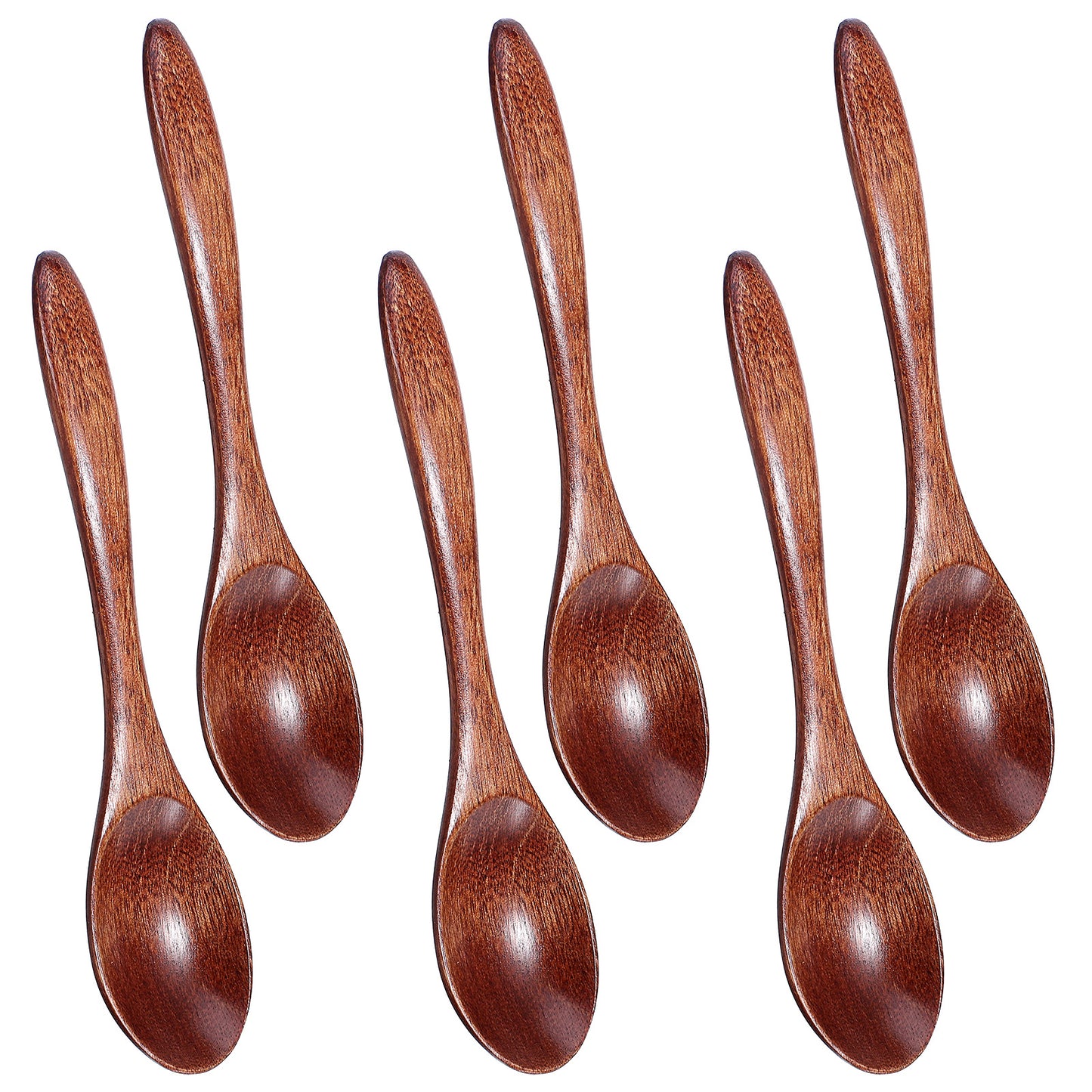 WJIAAA 6 Pcs Small Wooden Spoons,5.7 Inch Wood Teaspoons for Honey Tea Coffee Jam Sugar Ice Cream,Bath Salts Stirring Spoons Handmade Natural Wooden Spoon for Eating(Dark Nanmu)