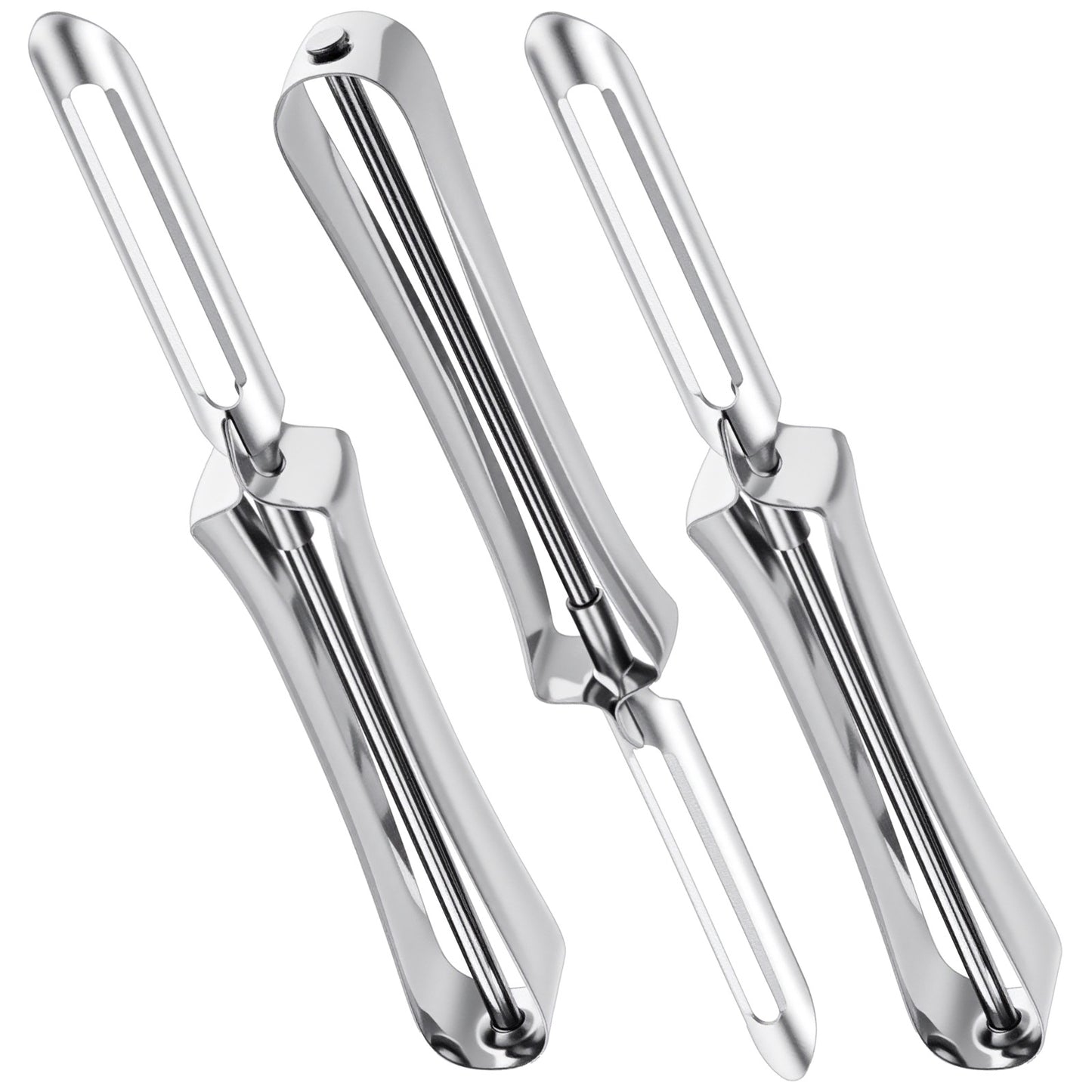 Molain 3 Pack Vegetable Peelers for Kitchen, Stainless Steel Swivel Potato Peelers Fruit Carrot Potatoes Peeler with Ergonomic Handle, Dishwasher Safe