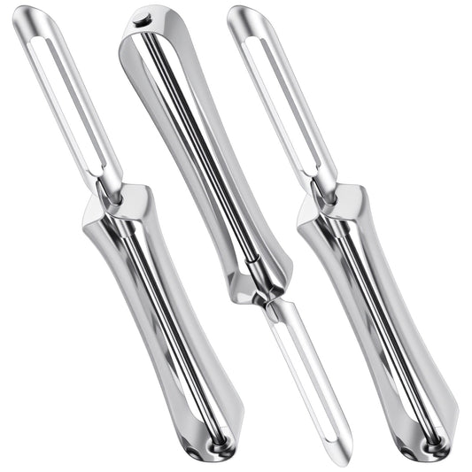 Molain 3 Pack Vegetable Peelers for Kitchen, Stainless Steel Swivel Potato Peelers Fruit Carrot Potatoes Peeler with Ergonomic Handle, Dishwasher Safe
