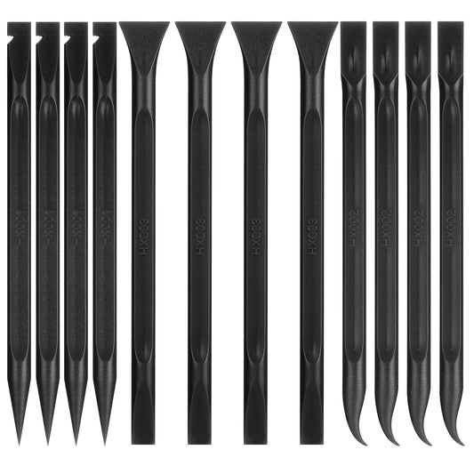 IANFAN 12 Pcs Black Plastic Scraper Tool for Tight Spaces, Non-Scratch Detailing Tools Multi-Purpose Tiny Detailing Scraper for Remove Stickers, Labels, Oil Stains, Food, Dirt