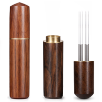 HJZHII 2 Pcs Espresso Needle Distributor, 6 Needles 0.2mm Coffee Distribution Tool Espresso Coffee Stirrer Tool with Natural Wood Handle Professional Barista Needle Distributor for Home Kitchen Cafe