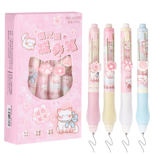 Giantree 4Pcs Erasable Ballpoint Pen, Cute Panda Pen, Retractable Erasable Gel Pens Cute Panda for Kids, Smooth Write Quick Dry Easy to Erase(Style B)