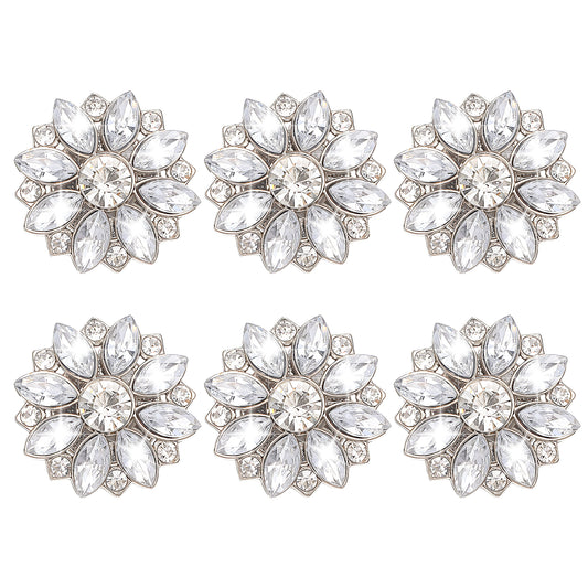 Molain 6Pcs Decorative Rhinestone Button Covers, Detachable Snap Button Covers for Women Blouses Silver Crystal Decoration Cuff Accessories for Women Men Dress Suit Cuff Tux Shirt Accessories