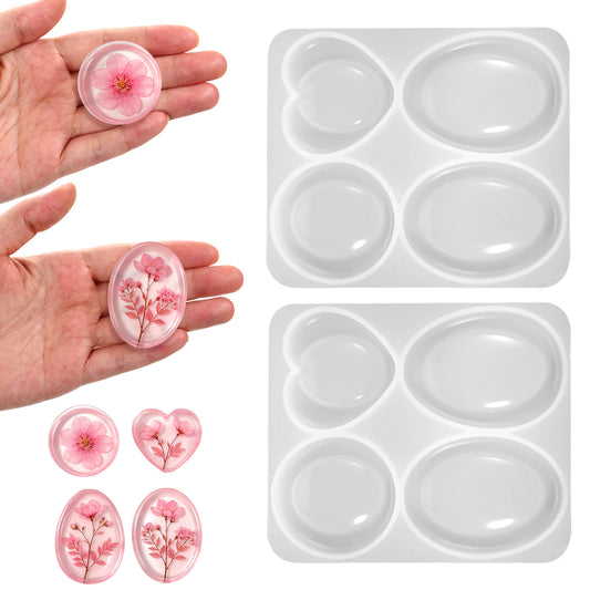 HJZHII Thumb Worry Stone Resin Molds, DIY Resin Silicone Molds Pocket Stones Resins Mold 4 Design Casting Oval Heart Silicone Mold for Men Women DIY Reducing Stress Stones Resins Casting