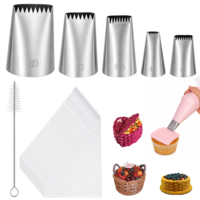 JJUNW 21PCS Extra Large Piping Tips and Bags Set,Large Piping Tip Stainless