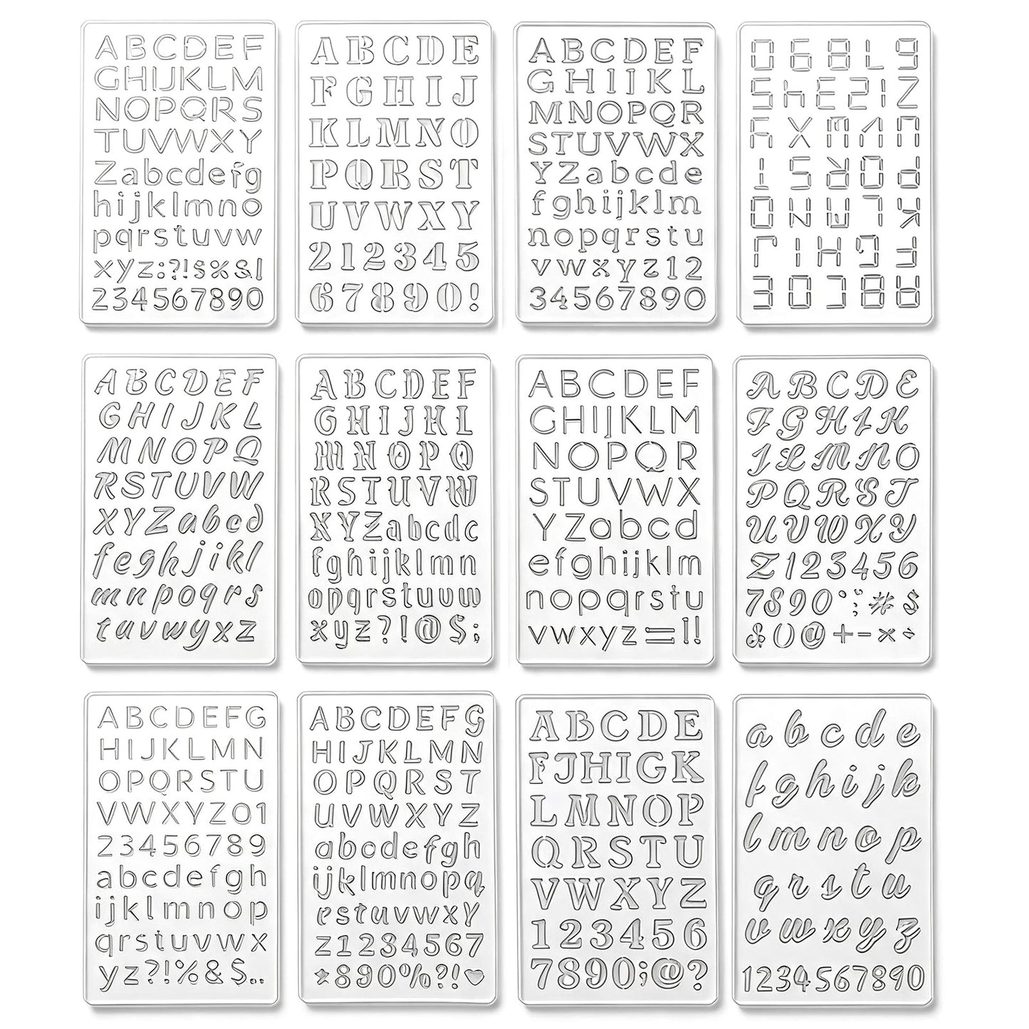 Amabro 16Pcs Letter Stencils Reusable Plastic Letter and Number Stencils, 1/2-1 Inch Alphabet Templates for Painting Craft Stencil for Wood, Card Making, Journaling (Cream White)