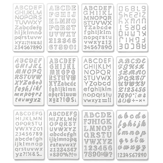 Amabro 16Pcs Letter Stencils Reusable Plastic Letter and Number Stencils, 1/2-1 Inch Alphabet Templates for Painting Craft Stencil for Wood, Card Making, Journaling (Cream White)