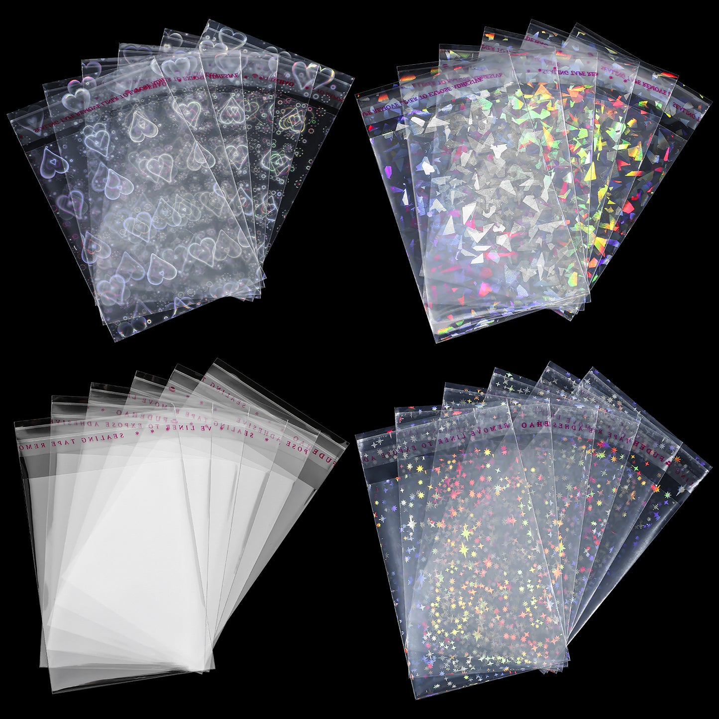 MBAIYO 200pcs Laser Photocard Sleeves, Holographic Flashing Photo Card Sleeve, 2.56x3.54in PVC Free Acid Free Overlay Laminating Self Adhesive Film Photocard Idol Bank Trading Cards ID Door Protector