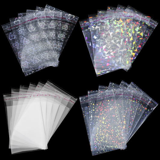 MBAIYO 200pcs Laser Photocard Sleeves, Holographic Flashing Photo Card Sleeve, 2.56x3.54in PVC Free Acid Free Overlay Laminating Self Adhesive Film Photocard Idol Bank Trading Cards ID Door Protector
