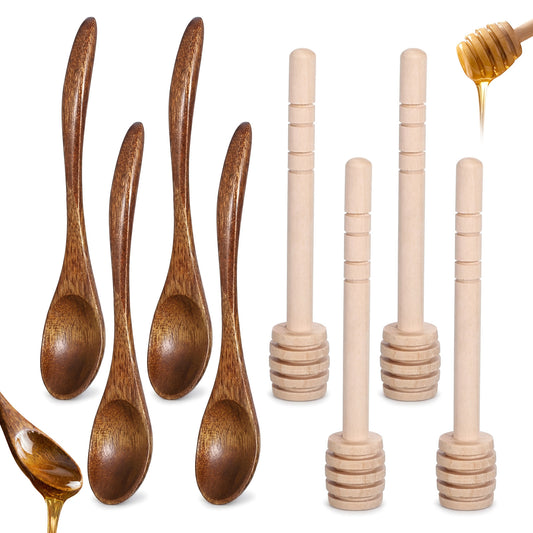 JJUNW 6 Pcs Honey Spoons Wooden, Honey Sticks Dipper Wooden Honeys Spoon, Honeys Drizzler Stick Easy to Clean for Stirring Tea Coffee and Wedding