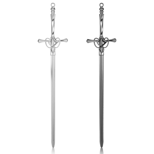 LXUEJIE 2 Pack Letter Openers, Stainless Steel Mail Opener Tool, Sword Letter Opener with Ergonomic Handle, Envelope Slitter Fancy Envelope Openers, Home and Office Mail Supplies (Silver, Black)
