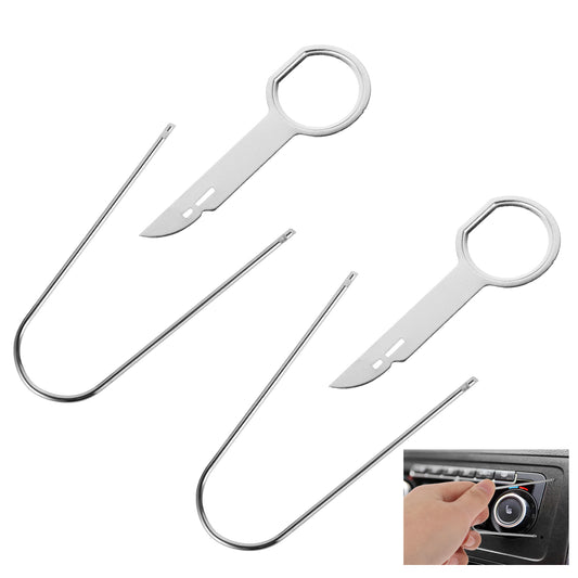 Bewudy 4 PCS Car Radio Removal Pry Tool, Stereo Removal Pry Tool Kit, U Shaped Stainless Steel Auto Stereo Release Tool Kit, Universal Radio Remover for Car CD DVD Audio Frequency Converter (U+E)