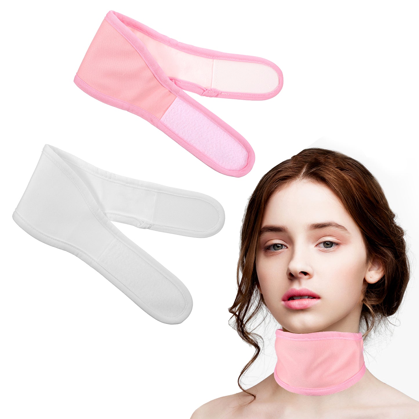 Giantree 2-Pack Castor Oil Neck Wraps, Organic Castors Oils Necks Wraps, Reusable Castor Oil Neck Patches, Suitable for Thyroid Neater Anti-Stain Anti-Leakage Suitable for Men and Women (White + Pink)