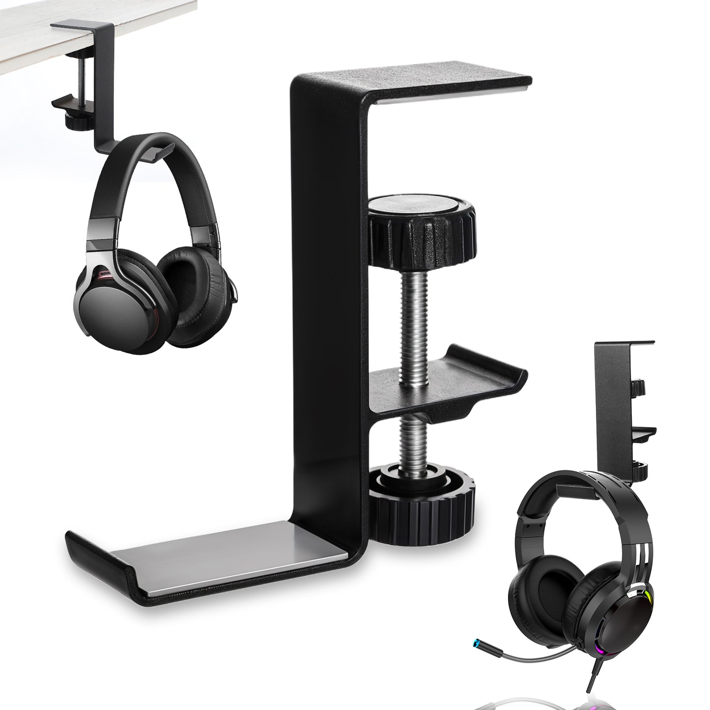 Jeffdad Headphone Stand Hanger Holder, Under Desk Headphone Hanger Hook, Metal Headset Stand Fit for Gaming PC Accessories