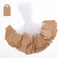 JIYIN 500Pcs Kraft Price Tags with String Attached 1" Writable Price Labels, Labels Display Tags with String Blank Hang Tags for Labeling Bags Clothes Jewelry Retail Tags Garage/Yard Sale Tags 1"x 06"