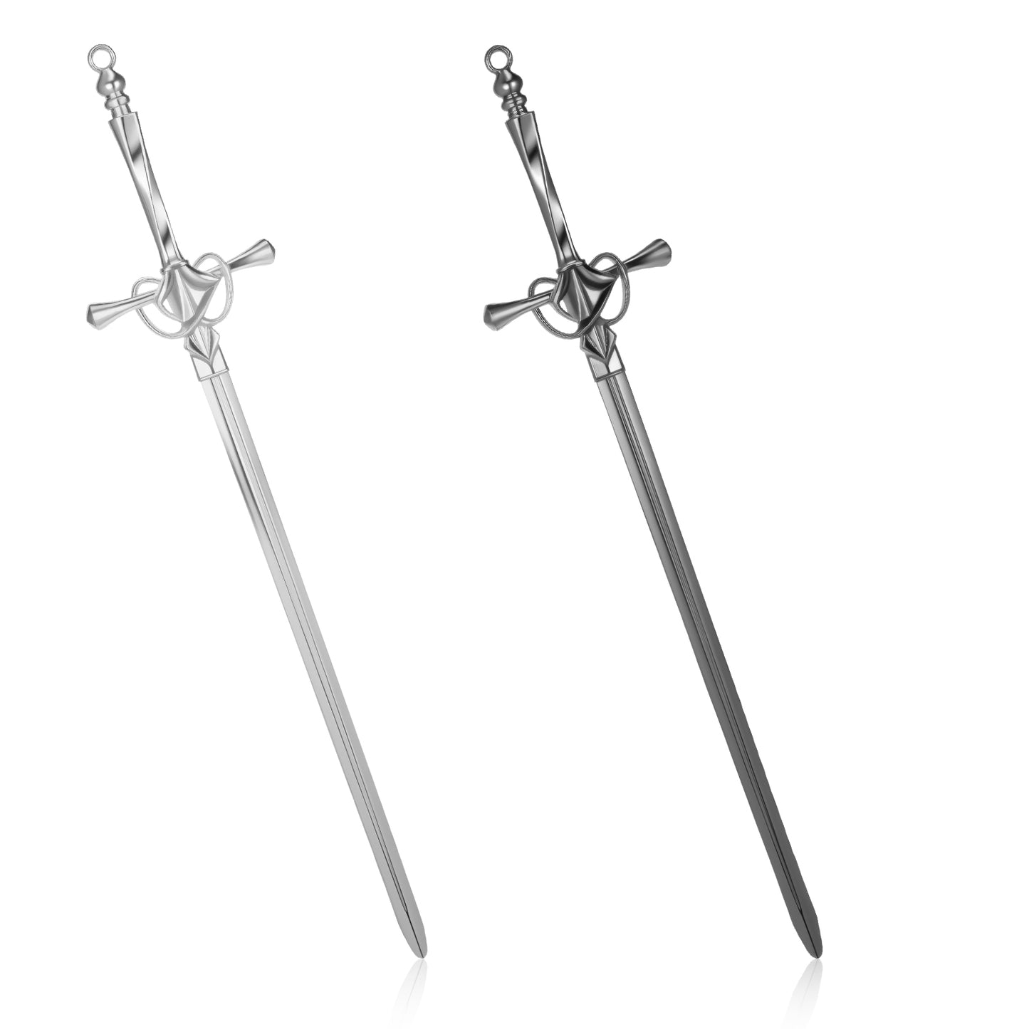 SULIKJHUI 2 Pack Letter Openers, Sword Letter Opener with Ergonomic Handle, Stainless Steel Mail Opener Tool for Home & Office Use (Silver & Black, 8.07x1.65 Inch)