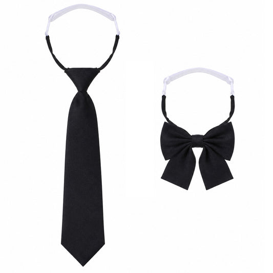 MBAIYO 13" Pre-tied Adjustable Bow Tie, Black Bowtie for Women