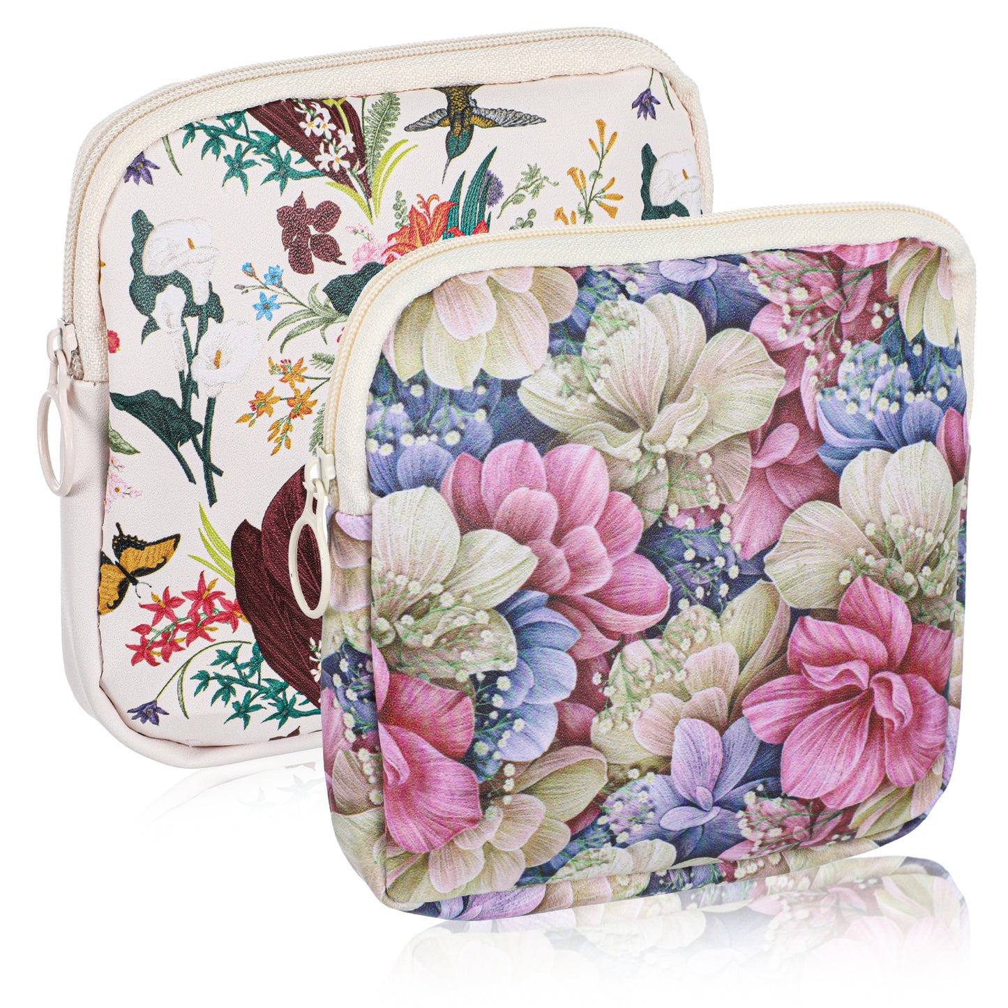 Yuanchu 2Pcs Sanitary Pad Storage Bag, Portable Period Pouch with Zipper Discrete Feminine Product Organizer Waterproof Tampon Holder Reusable Cosmetic Organizer Bags for Women Teen Girls(A)