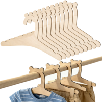 LIQWEI 10Pcs Wooden Baby Hangers, Baby Clothes Hangers, Cute Babies Coat Hanger with Bear Ears Closet Organizer, Anti-Slip Newborn Hanger for Kids' Coats, Suits, Pants and Jackets