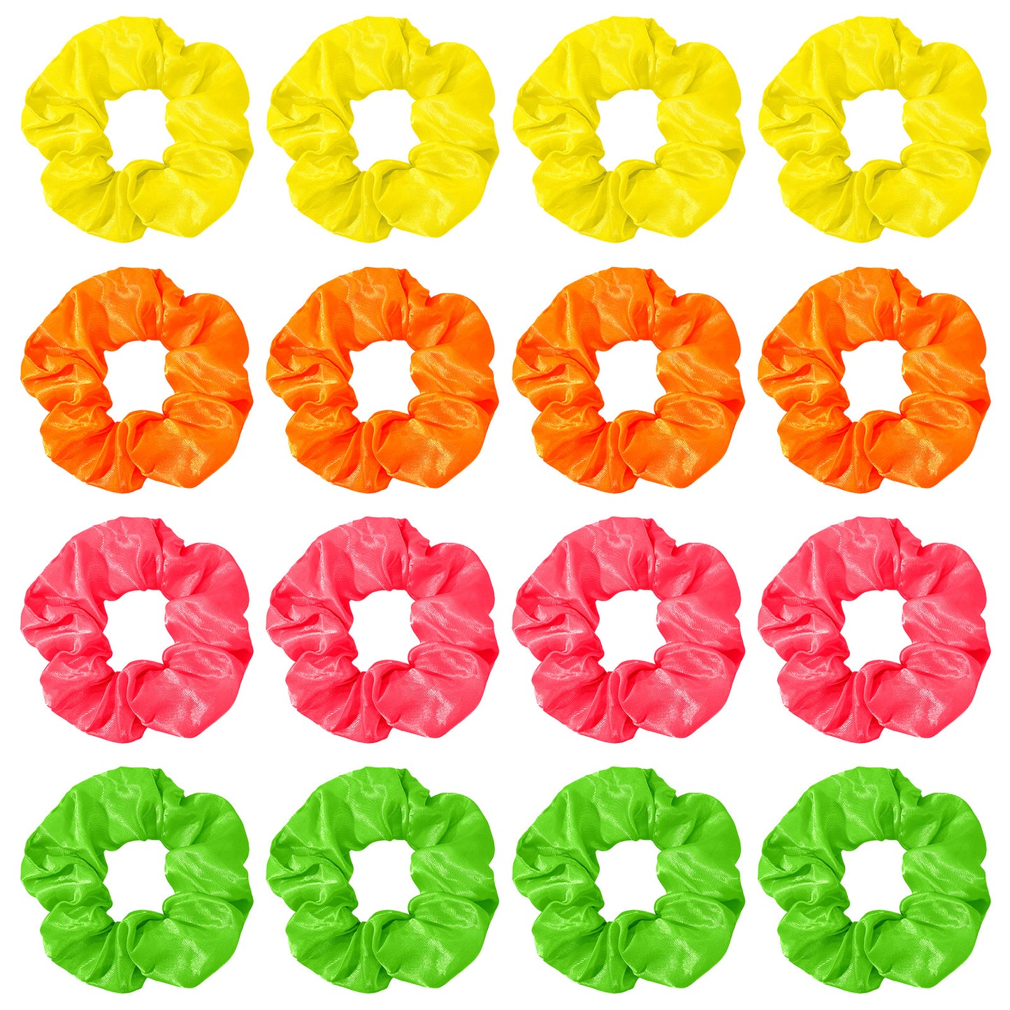 LXUEJIE 16 Pcs Neon Scrunchies for Hair, 80s 90s Large Neon Hair Ties Ponytail Holder Elastic Neons Hair Accessories for Women Party Outfits Workout Costumes