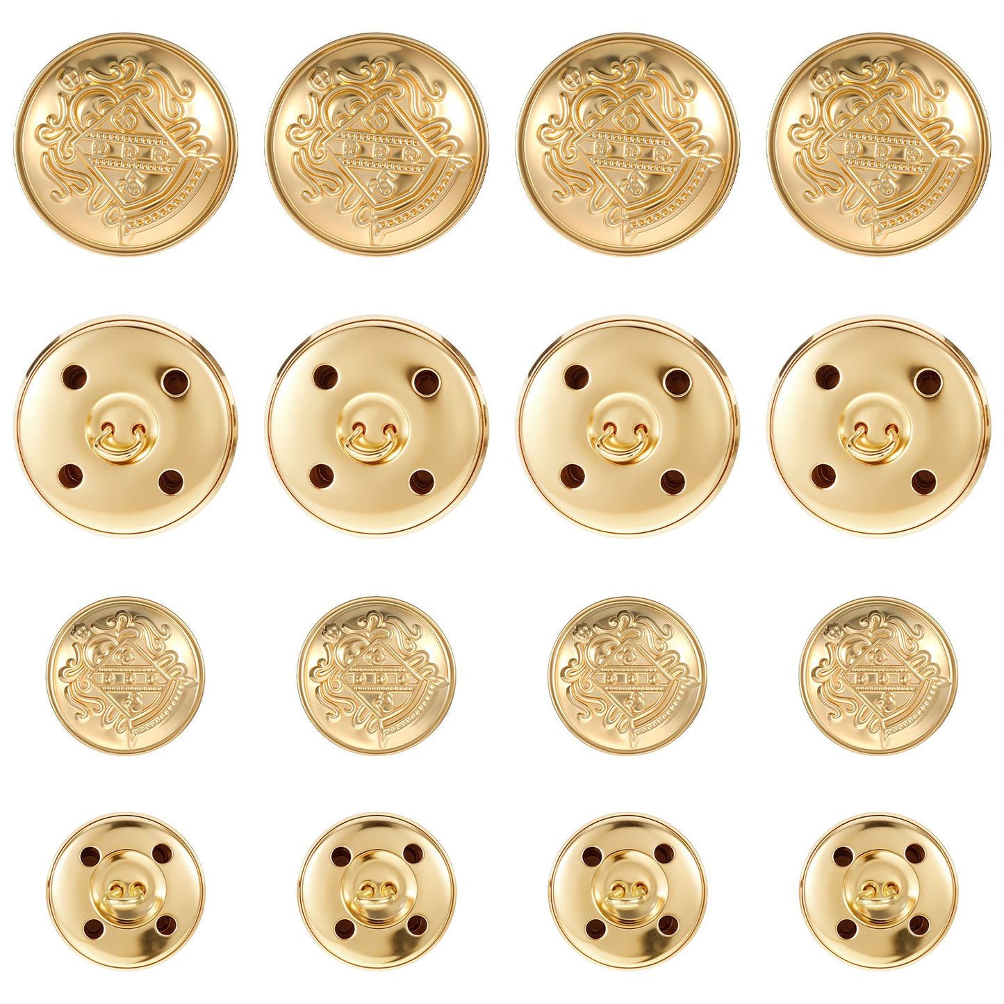 HJZHII 16 PCS Metal Blazer Buttons, Vintage Antique Buttons Round Shaped Replacement Sewing Button for Women Men DIY Jacket Jeans Trousers Coat Uniform Suits Coats 18 mm 25 mm(Gold)