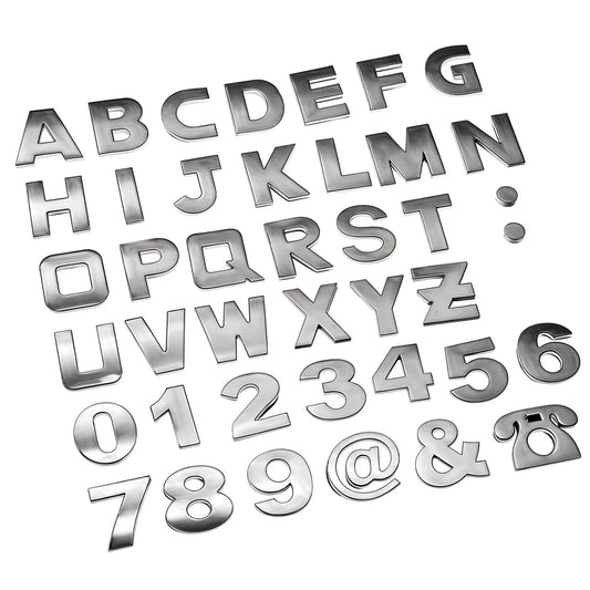 MBAIYO 43Pcs Car Emblem Letters Sticker, 3D Chrome Number Symbol Badge Car Tailgate Letters Self Adhesive Emblems for Cars Trucks Motorcycles
