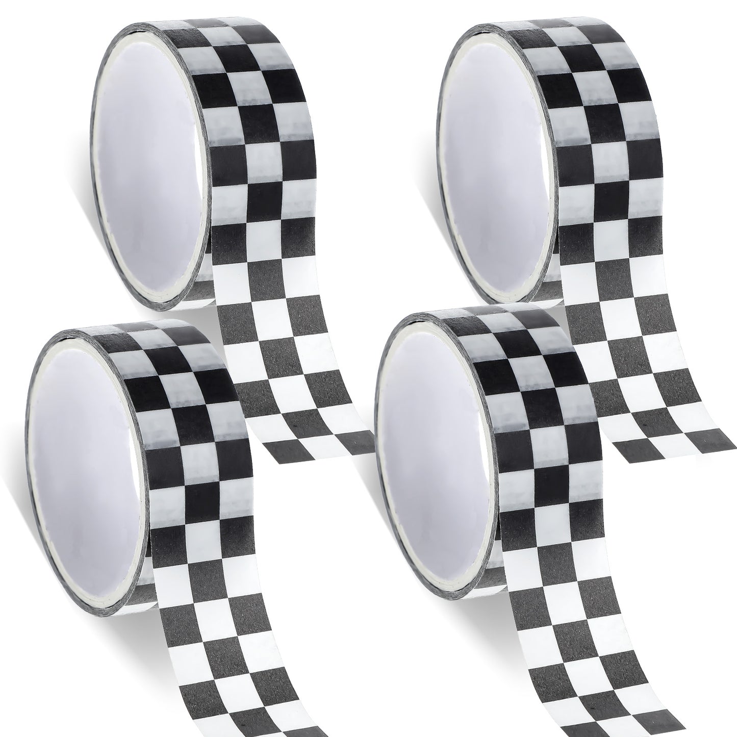 Yuanchu 4 Rolls Checkered Flag Tape, Black White Washi Tape Checkerboard Pattern Paper Tape Grid Washi Tape Black 1 Roll 118 inch/3.2 Yards Buffalo Tape for Scrapbooking DIY Crafts Box Decoration(4)