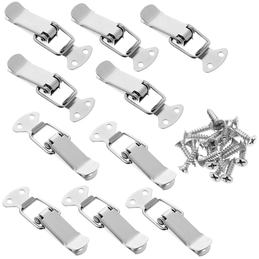 Bewudy 10Pack Stainless Steel Spring Loaded Toggle Lock Clasp Buckle Latch, Silver Toggle Latch Mini Size Toolbox Box Spring Loaded Latch, for Cabinet Boxes Suitcase with Mounting Screws(2.24"x 1.04")