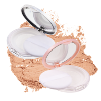 LXUEJIE 2Pcs Loose Powder Container with Puff, 0.17 oz Refillable Empty Makeup Powder Container, Travel Containers with Mirror Portable Empty Loose Compact Case
