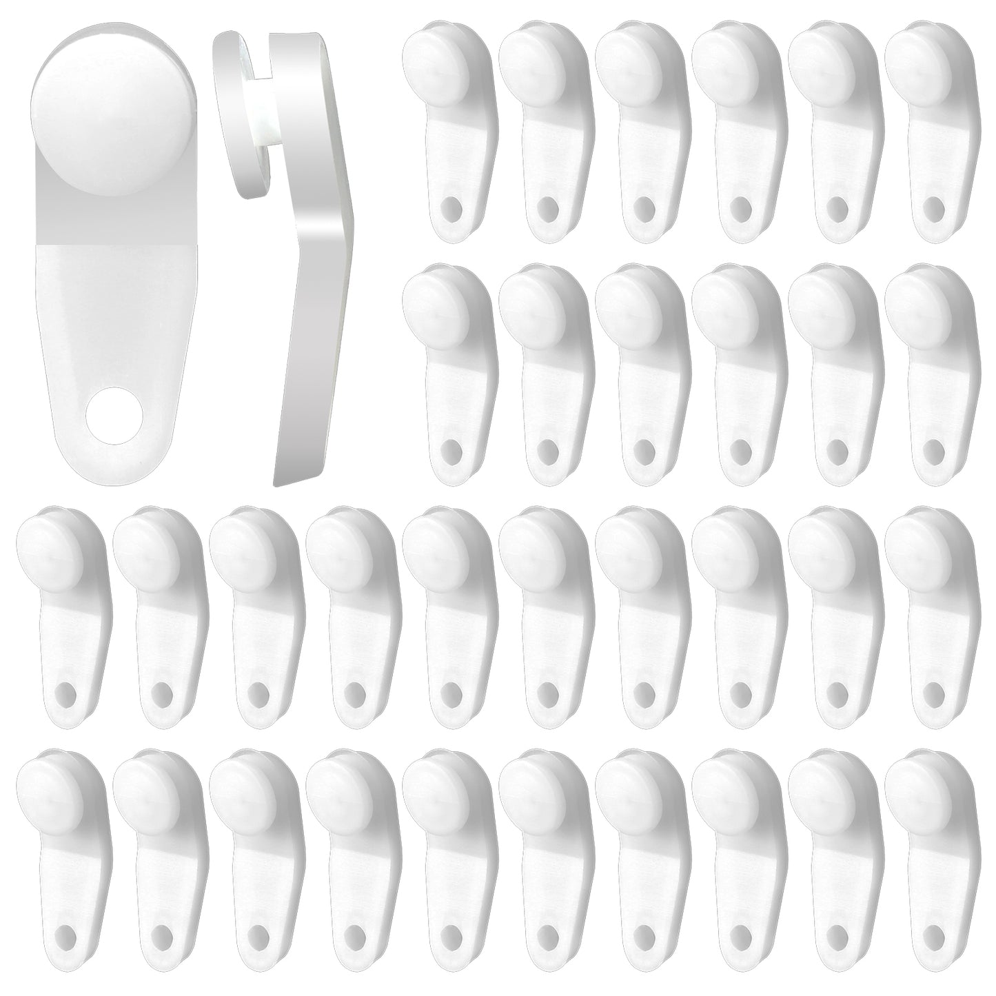 Giantree 100 Pcs Curtain Track Glider Hooks, White Plastic Traverse Rod Slides Replacement Snap-in Curtain Rail Track Hooks Slider for Window Door and Shower Curtain