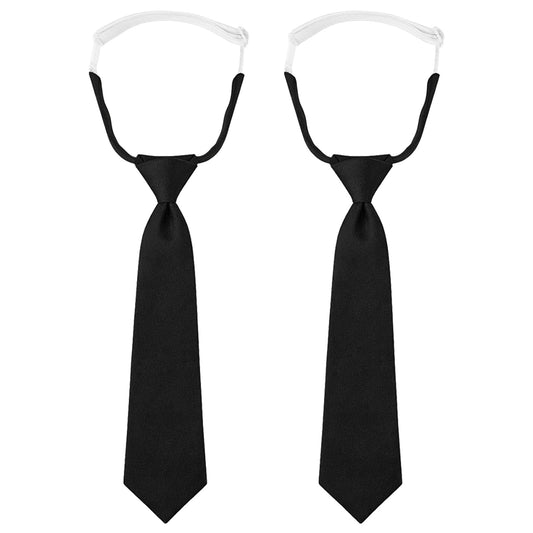 MBAIYO 2 Pcs Black Tie for Women, 13" Pre-tied Adjustable Women's Ties Skinny Necktie for Gradation Business Cosplay Necktie(Black)