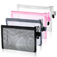 LXUEJIE 4 Pcs Clear Pencil Pouch, Mesh Pen Pouch with Zipper Makeup Meshs Pencil Pouchs Portable Meshs Bags Mesh Storage Bag for Office Home Travel Storage Bags